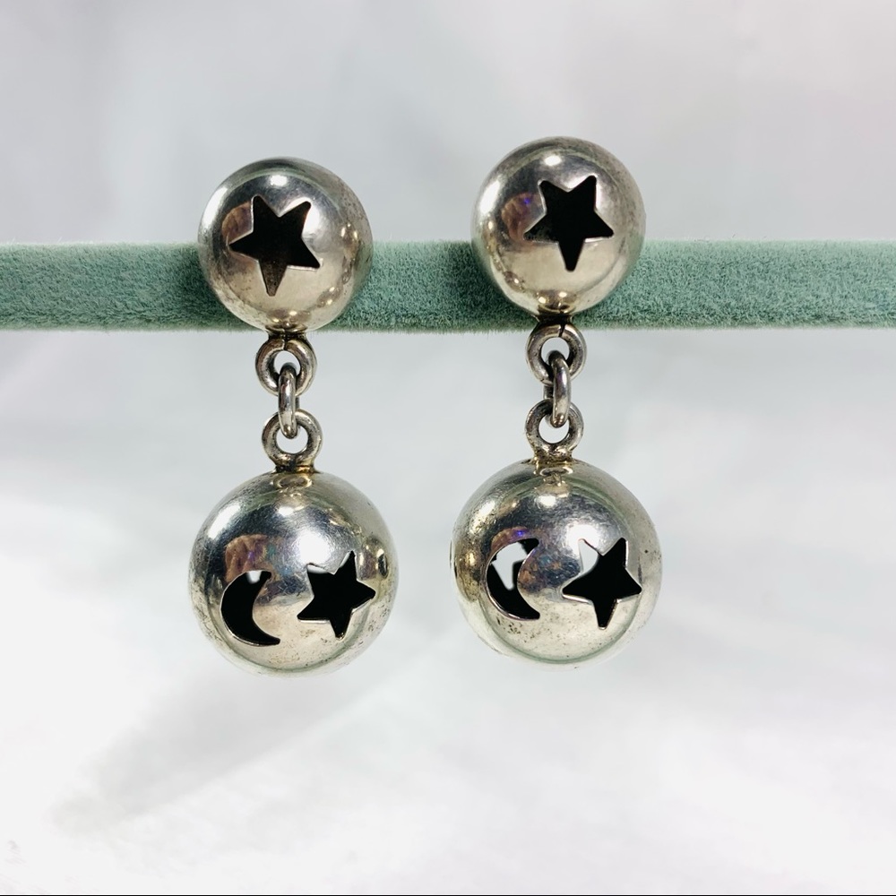 Dulce sterling moon & stars sterling post earrings